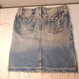 Light Blue Distressed Denim Pencil Skirt